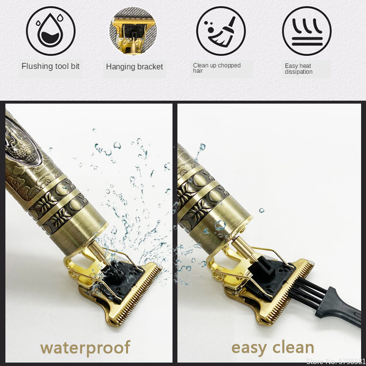 Electric Hair Clipper Oil head Electric hair Clipper LCD Display USB Engraving Buddha Head Retro T9 Scissors Power Generation Push Electric Hair Clipper Oil head Electric hair Clipper LCD Display USB Engraving Buddha Head Retro T9 Scissors Power Generation Push